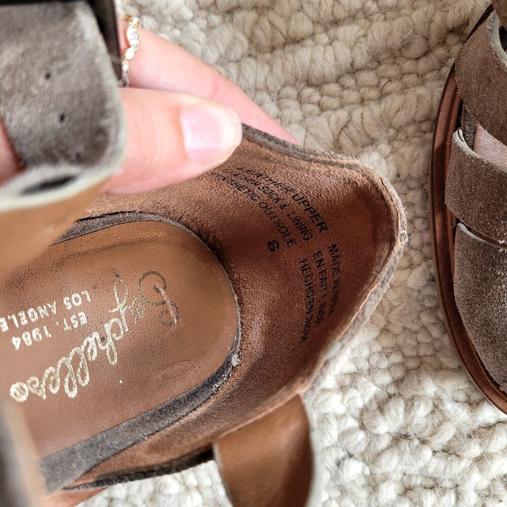Seychelles Social Butterfly Heeled Gray Suede leather Sandals Sz 8 - Picture 5 of 7